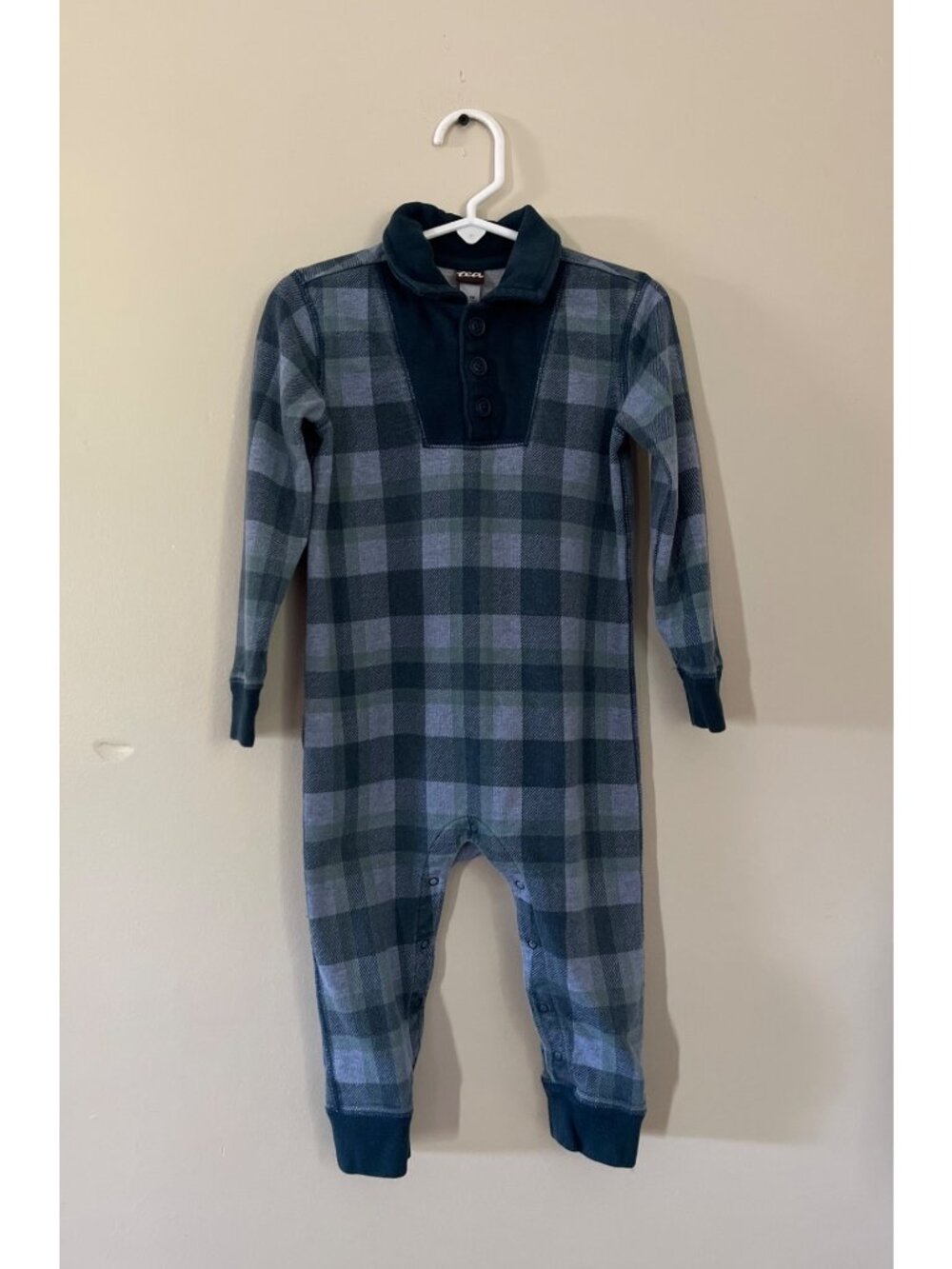 Tea Collection Infant Size 18-24 Months Blue Green One Piece Long Sleeve Pajamas